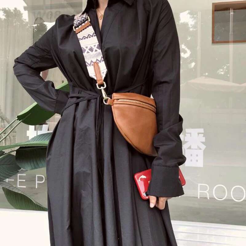 Genuine Leather Crossbody Women Half Round Wide Strap Messenger Cowhide Handbags Shoulder Bag