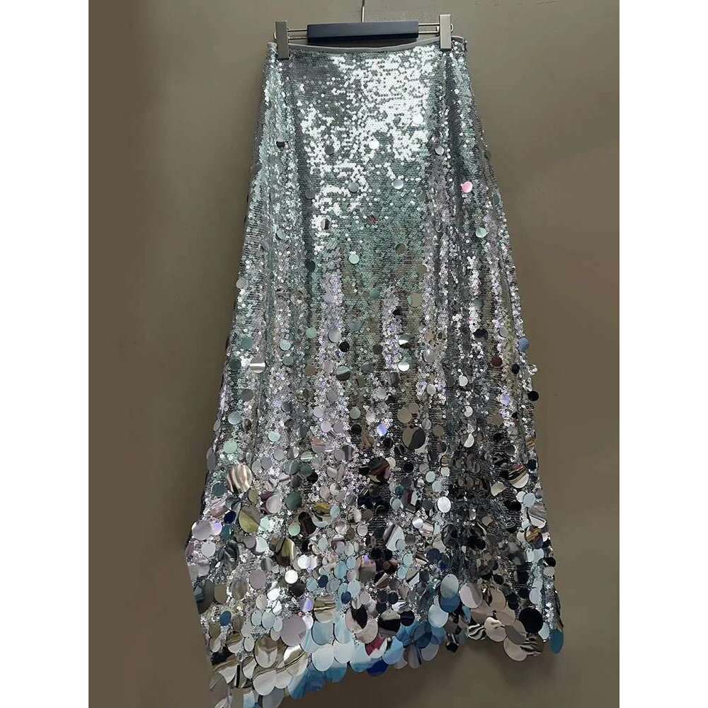 Shiny Party Skirts For Women High Wiast Slimming Patchwork Sequines Temperament A E Skirt Female Fashion Clothing