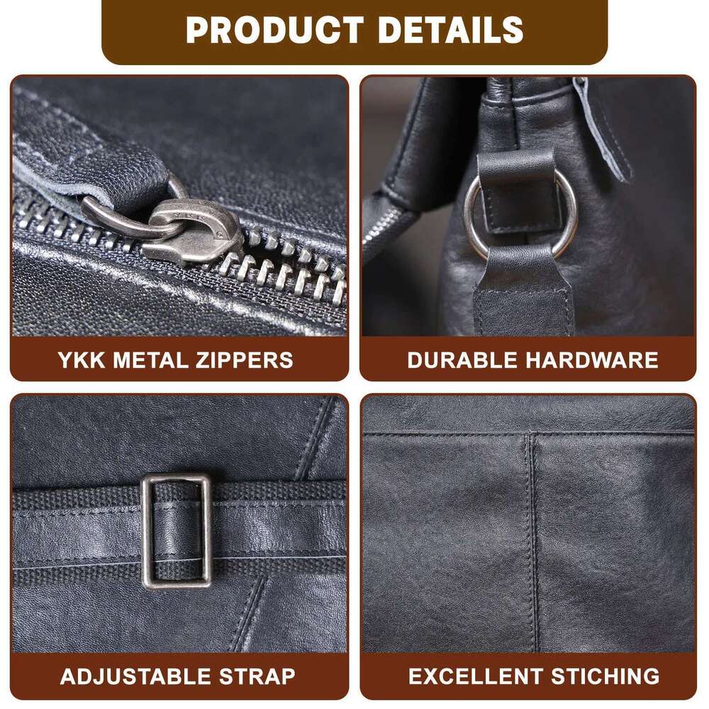 Genuine Men's Shoulder Crossbody Bags Simple Cowhide Laptop Bag Top Layer Vegetable-Tanned Leather Fashion Casual