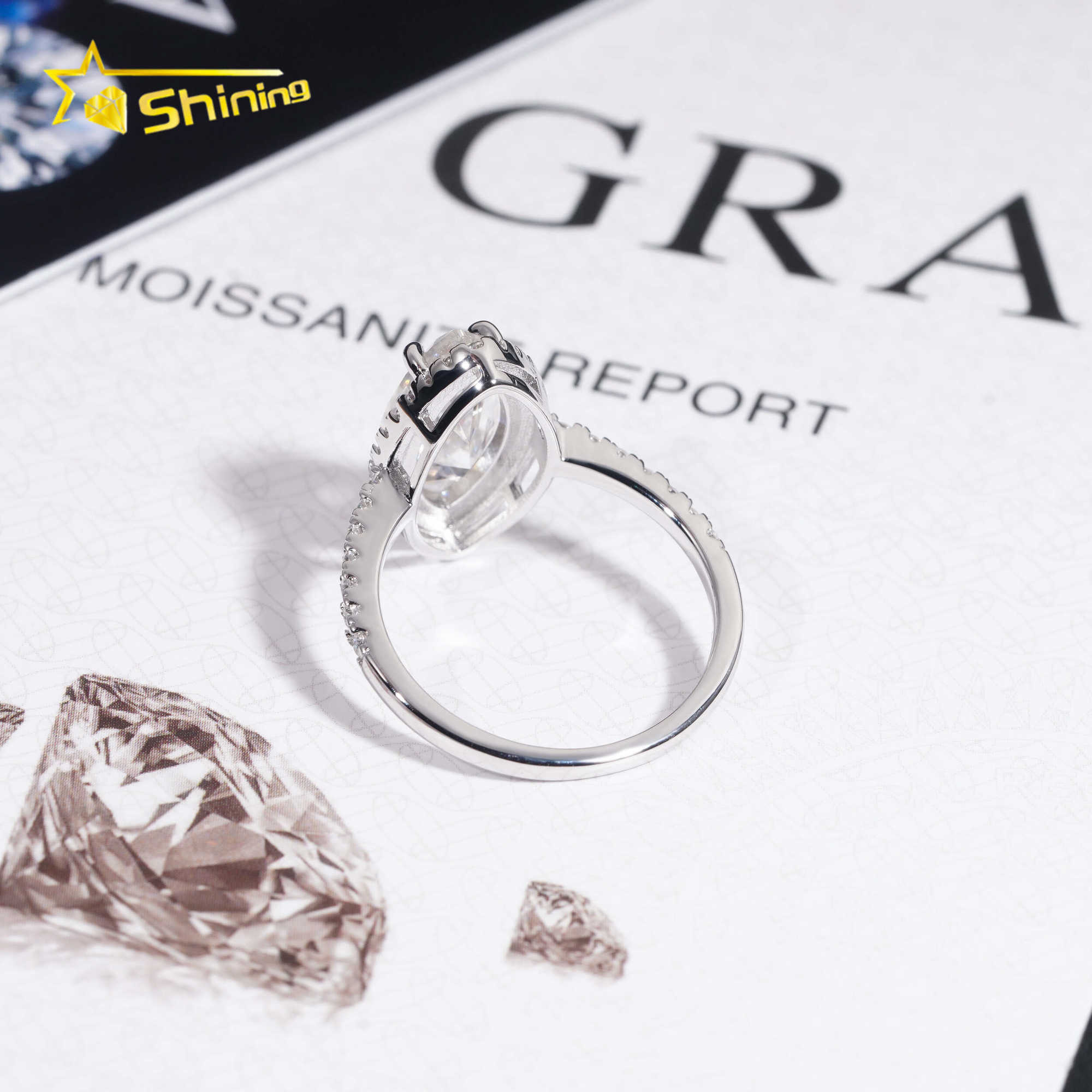 3.4CT Wedding Jewelry Luxury women Wedding Ring Pass Diamond Tester 925 Sterling Silver Marquise Cut Moissanite Engagement Ring