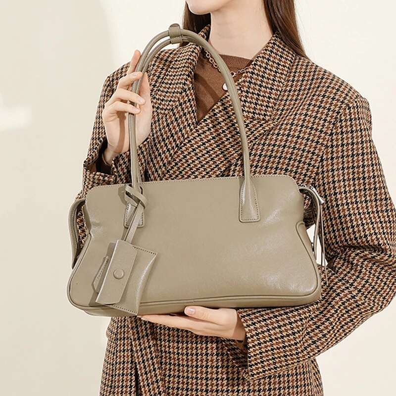Burminsa Cowhide Genuine Leather Underarm Shoulder Bags For Women Designer Top Handle Bowg Tote Ladies Handbags Genuine Leather Cartoon BagVoyage
