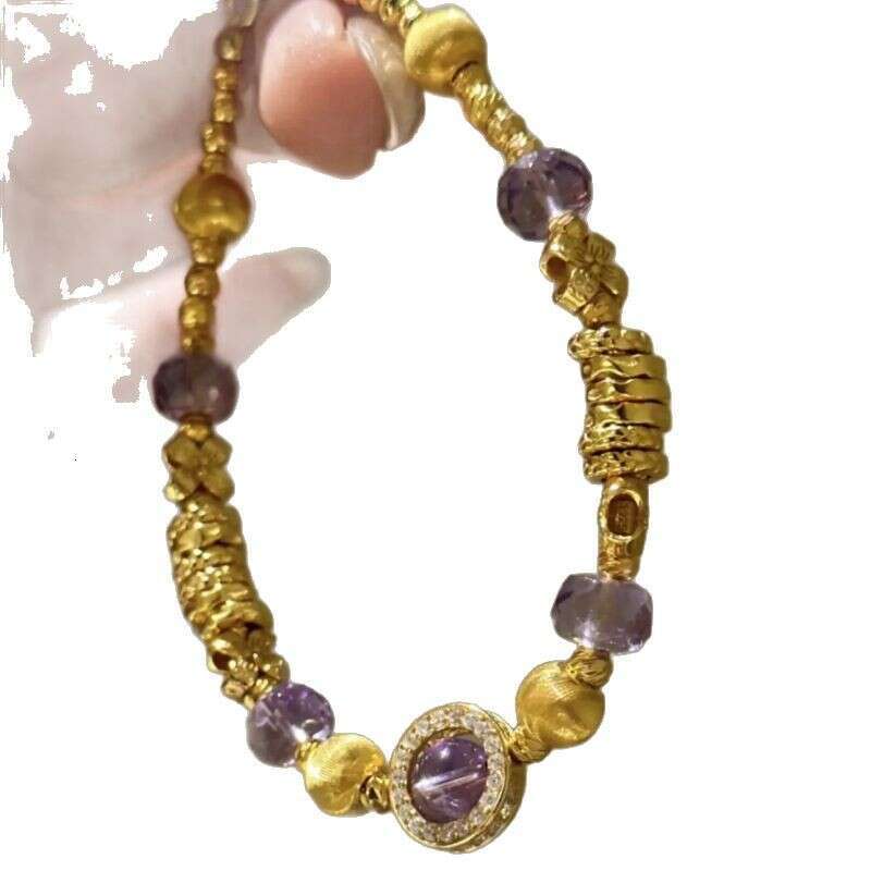 French style luxury natural amethyst wrapped bead designer bracelet high-end fashionable temperament plated with gold Wedding Gift Party Good designer