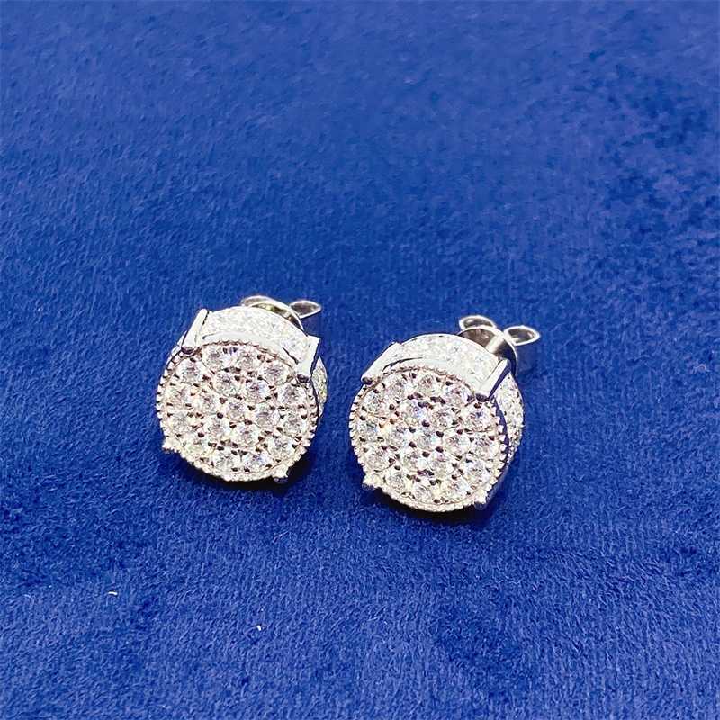 Ready To Ship Iced Out Real 10K/14K Solid Gold D/VVS Moissanite Diamond Stud Earrings