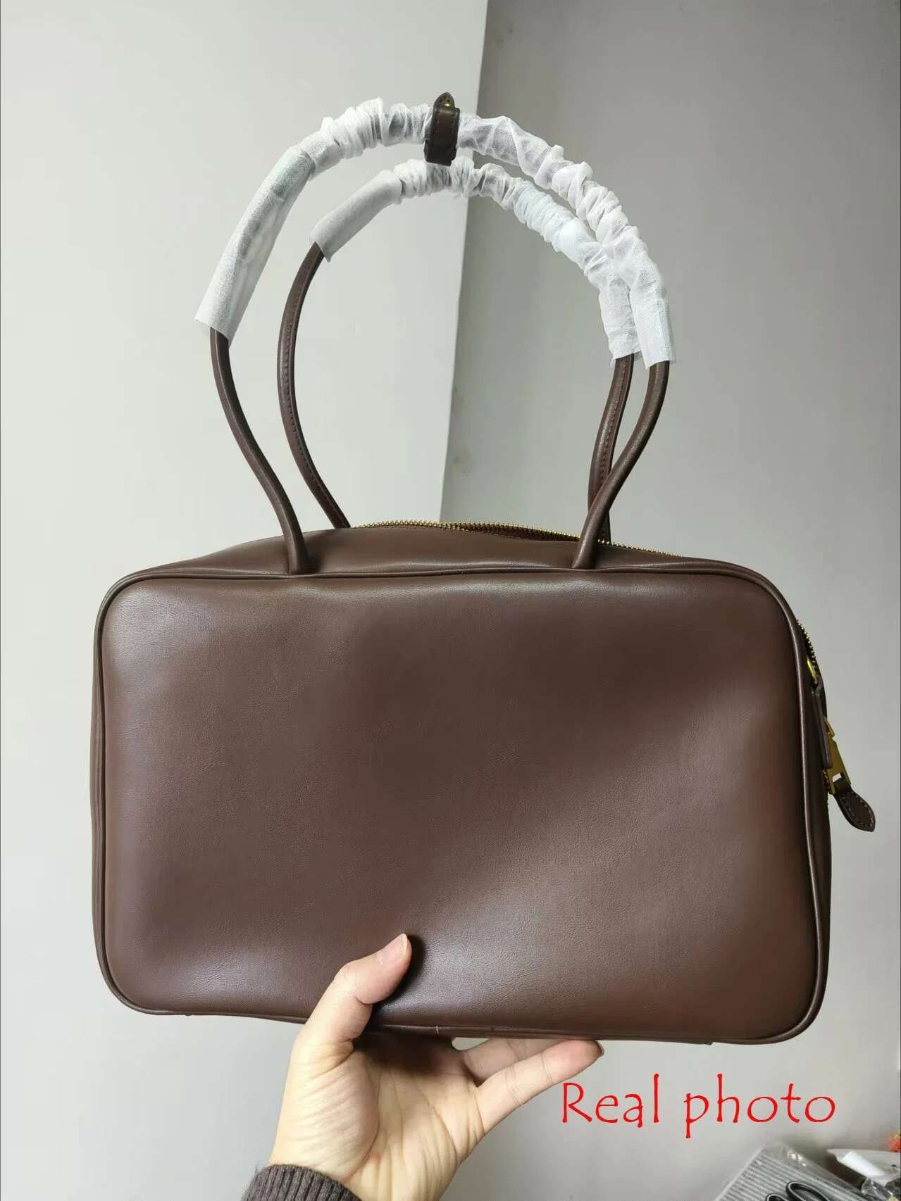 Exquisite Cowskin Long Handle Briefcase Chocolate Brown Leisure Cowhide Leather Women Shoulder Bag High Quality Ladies Handbag
