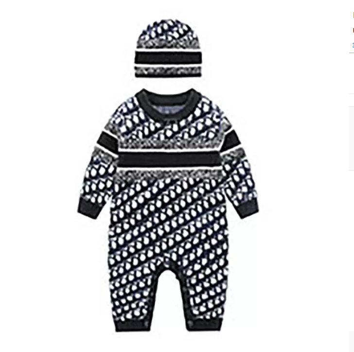 KIDS Designer Rompers Newborn Clothes Winter Luxury Warm Wool Knitted Bodysuit Baby Boys Jumpsuit Toddler Infant Rompers Hat 2pc Clothing 10R