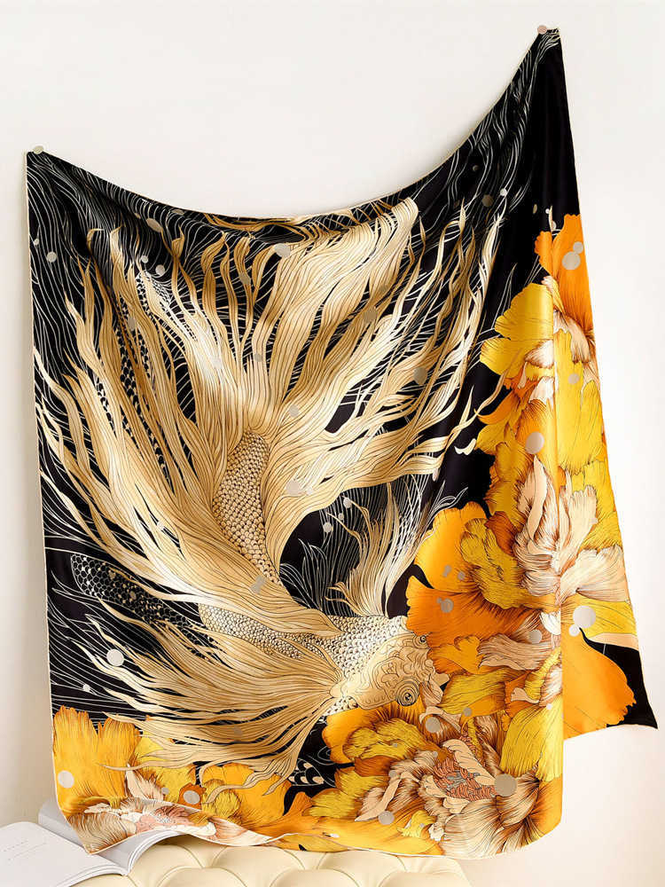 Liuli Ginkgo Hangzhou Silk Scarf Silk Womens Spring and Autumn Mulberry Silk Scarf Air Conditioned Shawl Korean Edition Square Scarf