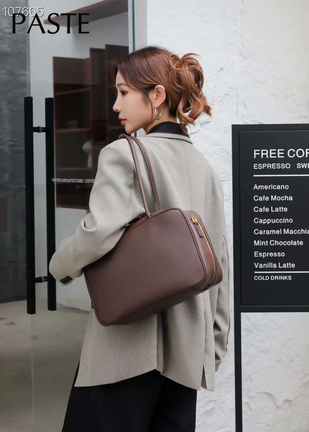 Exquisite Cowskin Long Handle Briefcase Chocolate Brown Leisure Cowhide Leather Women Shoulder Bag High Quality Ladies Handbag