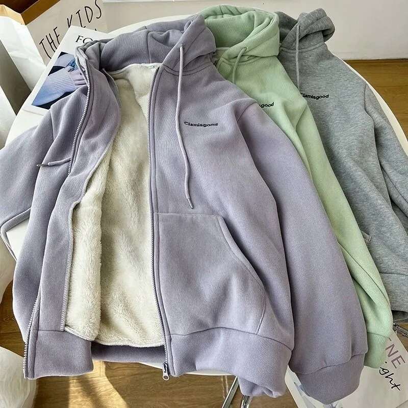 Cozy Fuzzy Hooded Jacket for Women Zip Up, Drawstring Long Sleeve, Solid Color Outerwear - Stylish, Versatile & Warm