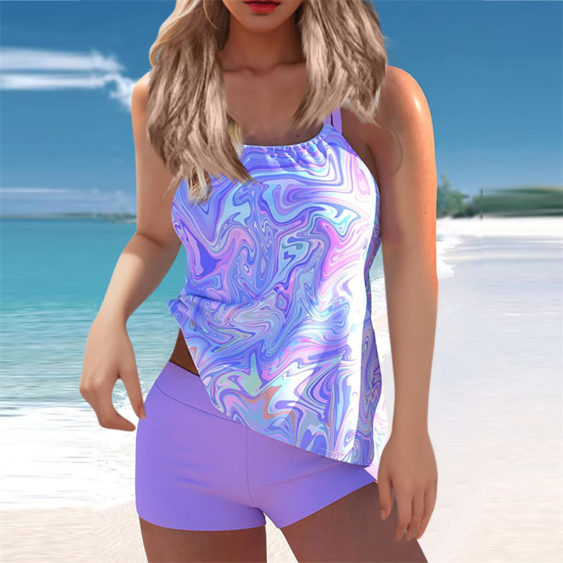 Tankini Swimsuit for Women Floral Two Piece Bathing Suit Swimwear Tank Top Swimwear with Boyshorts