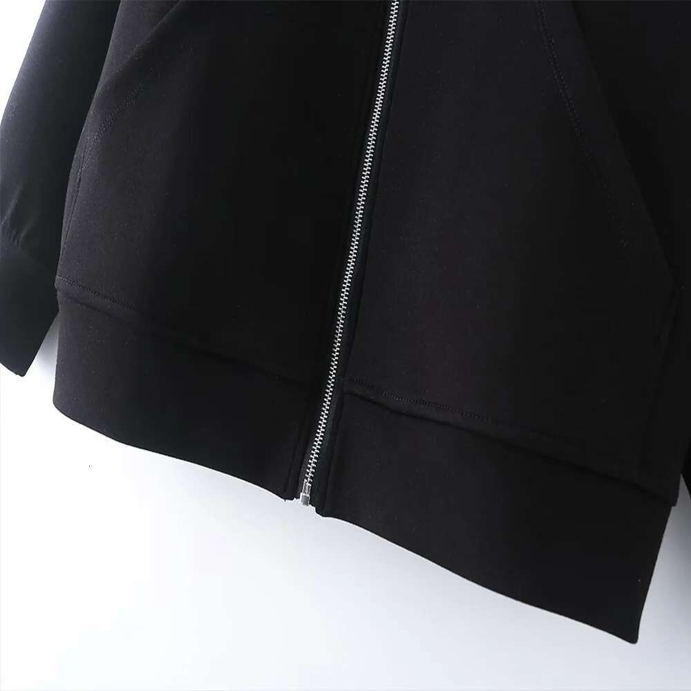 ZATT 2024 Autumn New Collection Simplicity Loose Casual Streetwear Easy Match Two Colors Hooded Zipper Women Sweatshirt Jacket