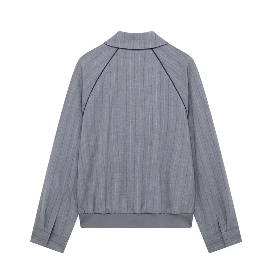 RARA Spring Arrivals Womens Casual Versatile Loose Striped Lapel Shoulder Sleeve Pilot Jacket Coat 250214