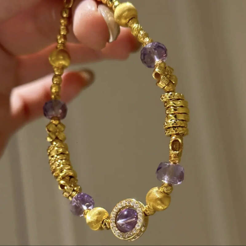 French style luxury natural amethyst wrapped bead designer bracelet high-end fashionable temperament plated with gold Wedding Gift Party Good designer