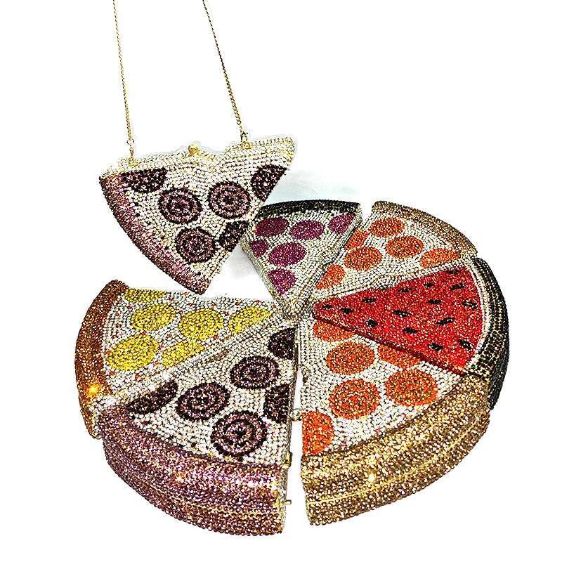 NEW Drop Women Rhie Purse Funny Pizza Bag Chic Crystal Clutches