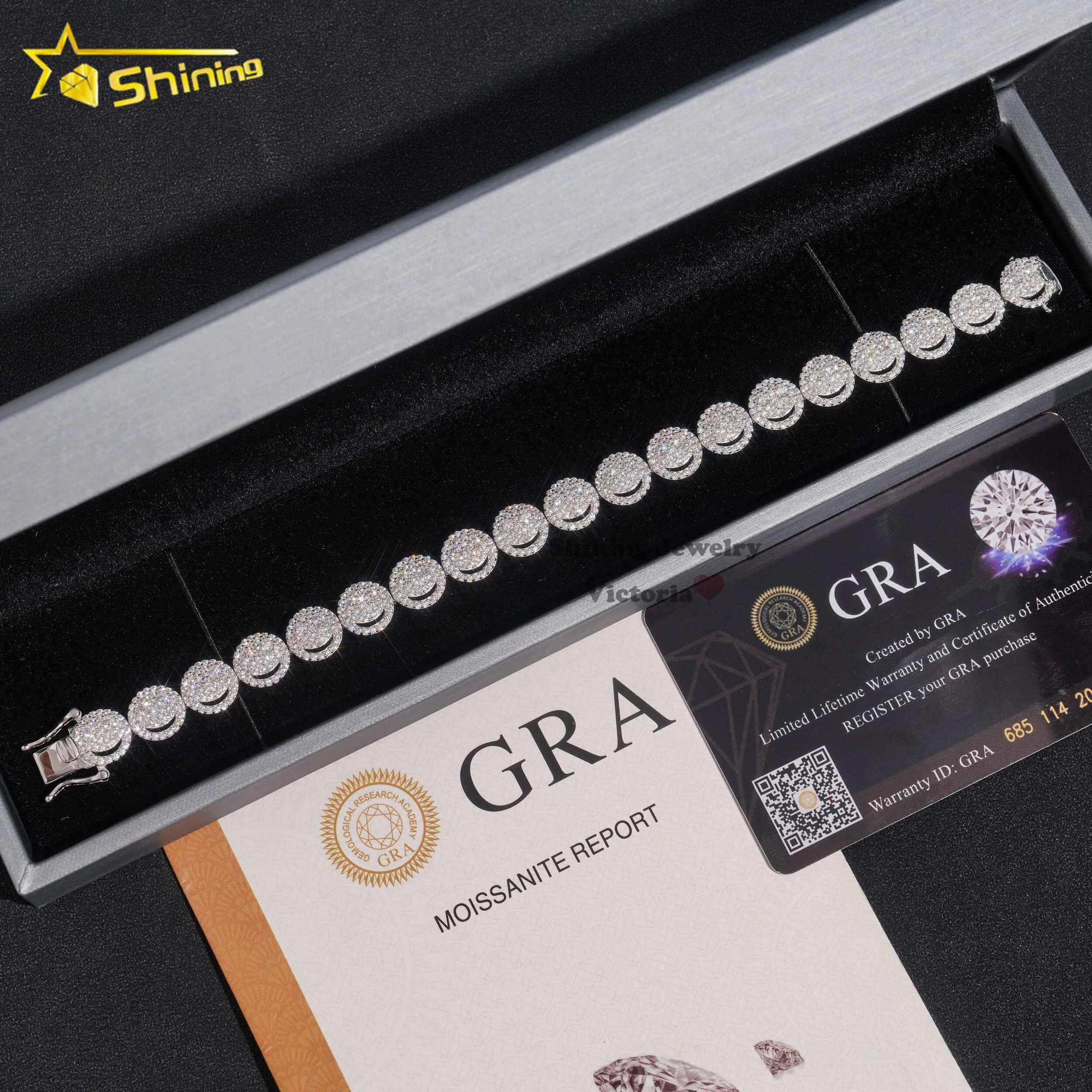 New design sterling silver 925 vvs moissanite fine jewelry smile tennis chain bracelet for men or women