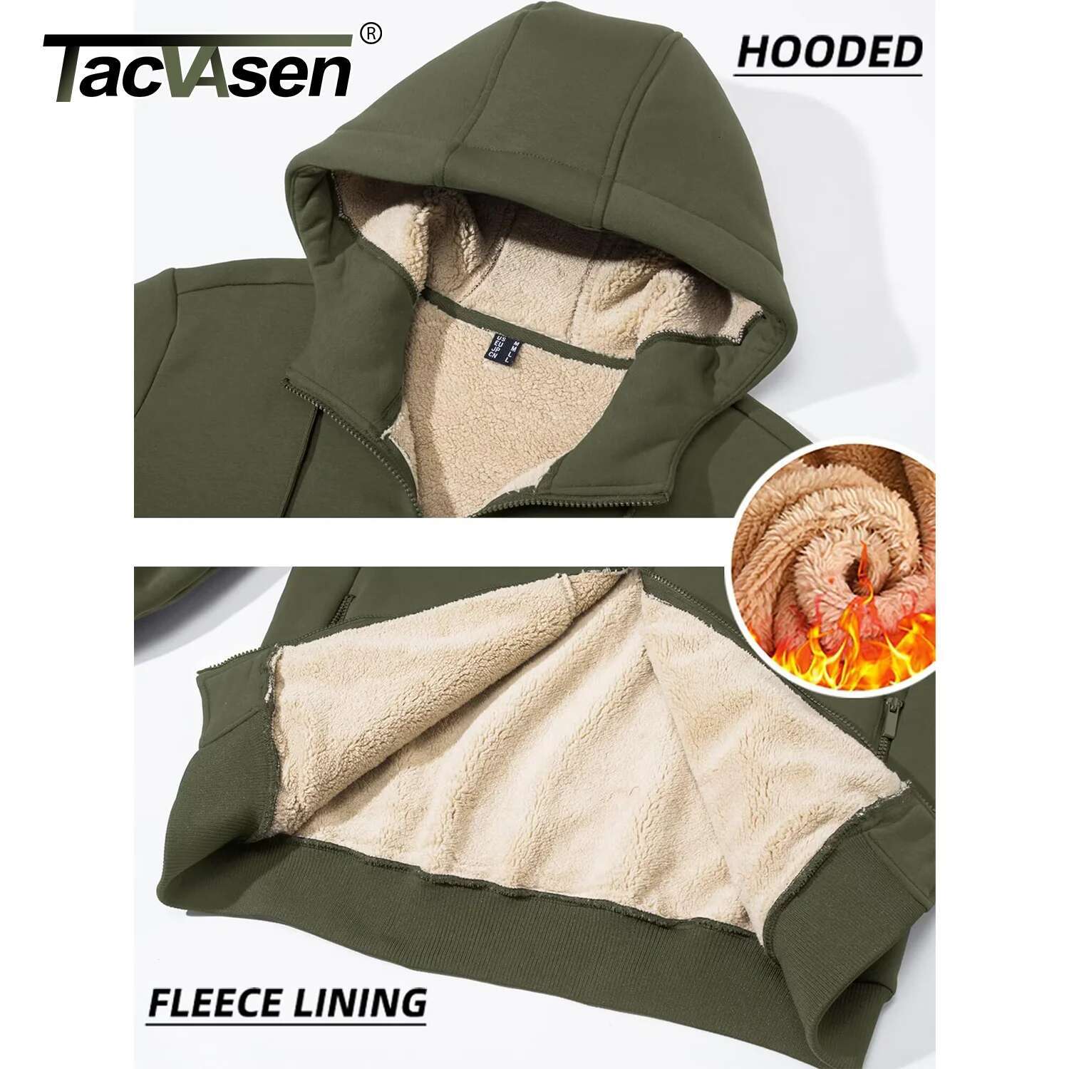 TACVASEN Fleece ing Winter Hoodie Mens Sherpa Jackets Windproof Full Zip Warm Coats Climbing Hooded Casual Outwear Sportswear