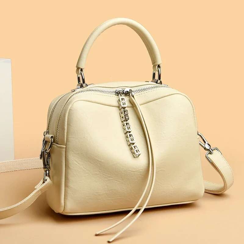 Women's Fashion Zipper Decoration Crossbody Vintage Solid Color PU Leather Shoulder Bag Design Ladies Trend Handbags