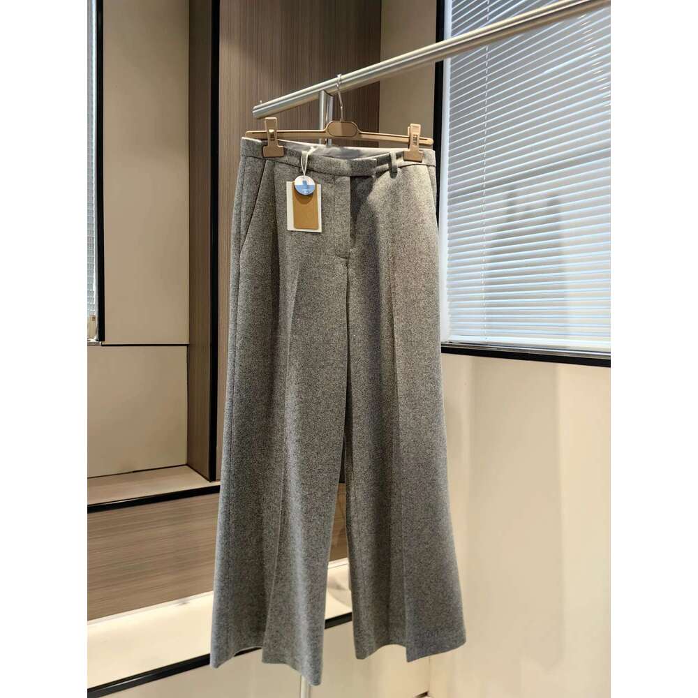 24 Women's Autumn And Winter New High Quality Wool Casual Versatile Wide Leg Pants
