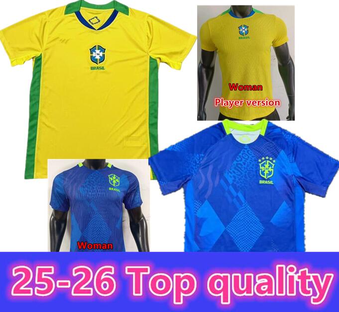 25/26 Brazil Women's Soccer Jersey - Slim Fit Eco Fabric, Customizable Marta 10 Style, Breathable Training Shirt men Soccer Jersey