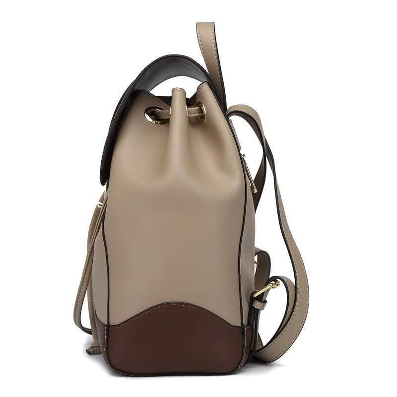 2024 New Woman Backpack Fashion Cowhide Double Splicing Color Girls Back To School Bag Large Capacity Women's Bags 6672