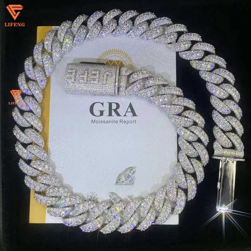 Fashion Jewelry Hip Hop Necklace For Pendant 925 Sterling Silver Iced Out VVS Moissanite Diamond Cuban Link Chain Men