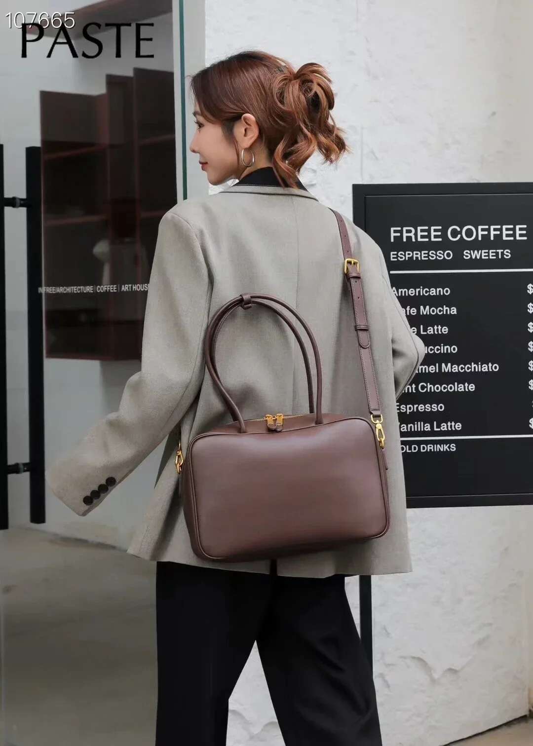 Exquisite Cowskin Long Handle Briefcase Chocolate Brown Leisure Cowhide Leather Women Shoulder Bag High Quality Ladies Handbag