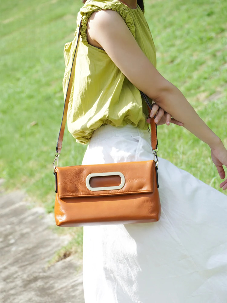 Zency Genuine Leather Vintage Designer Handbag For Women Large Capacity Shoulder New Brown Crossbody Tote Bag Purse 2025