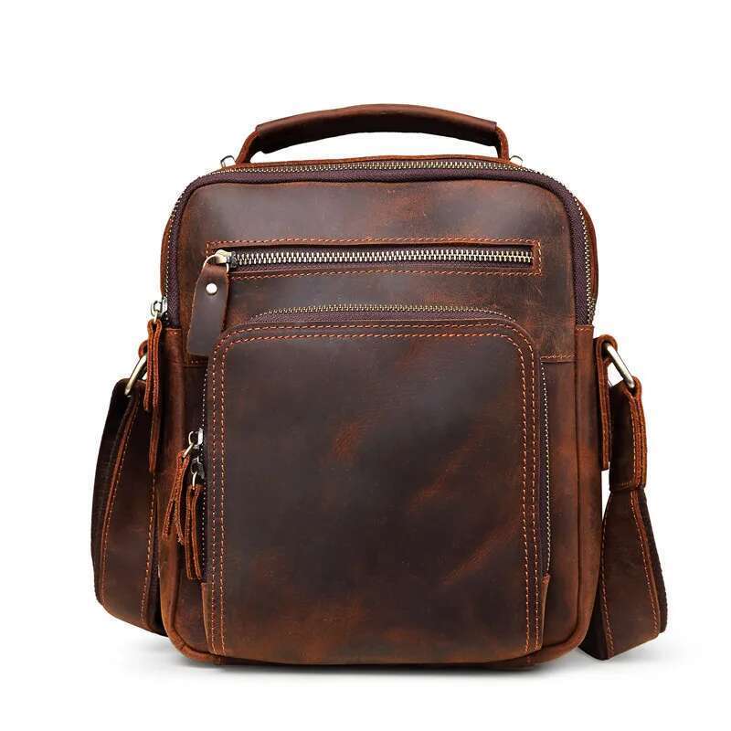 Genine Leather Crossbody Vintage High Quality Cowhide Shoulder Messenger Men's Daily Commuter Bag Gift For Men
