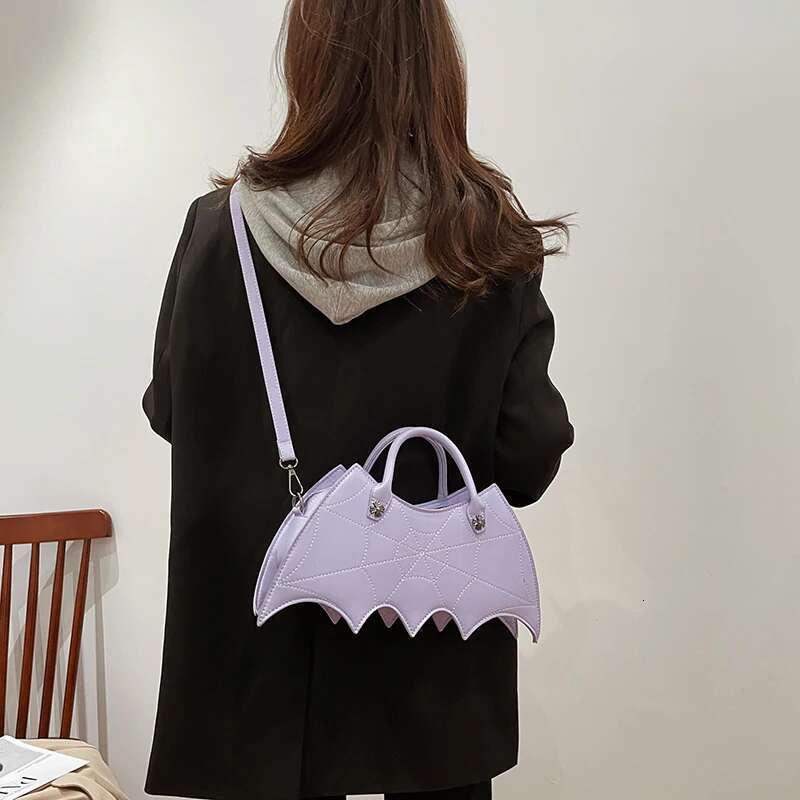 Brand Spider Web Embroidery Thread Women's Shoulder Handbag Leather Crossbody Designer Spoof Bat Bag Female Purse