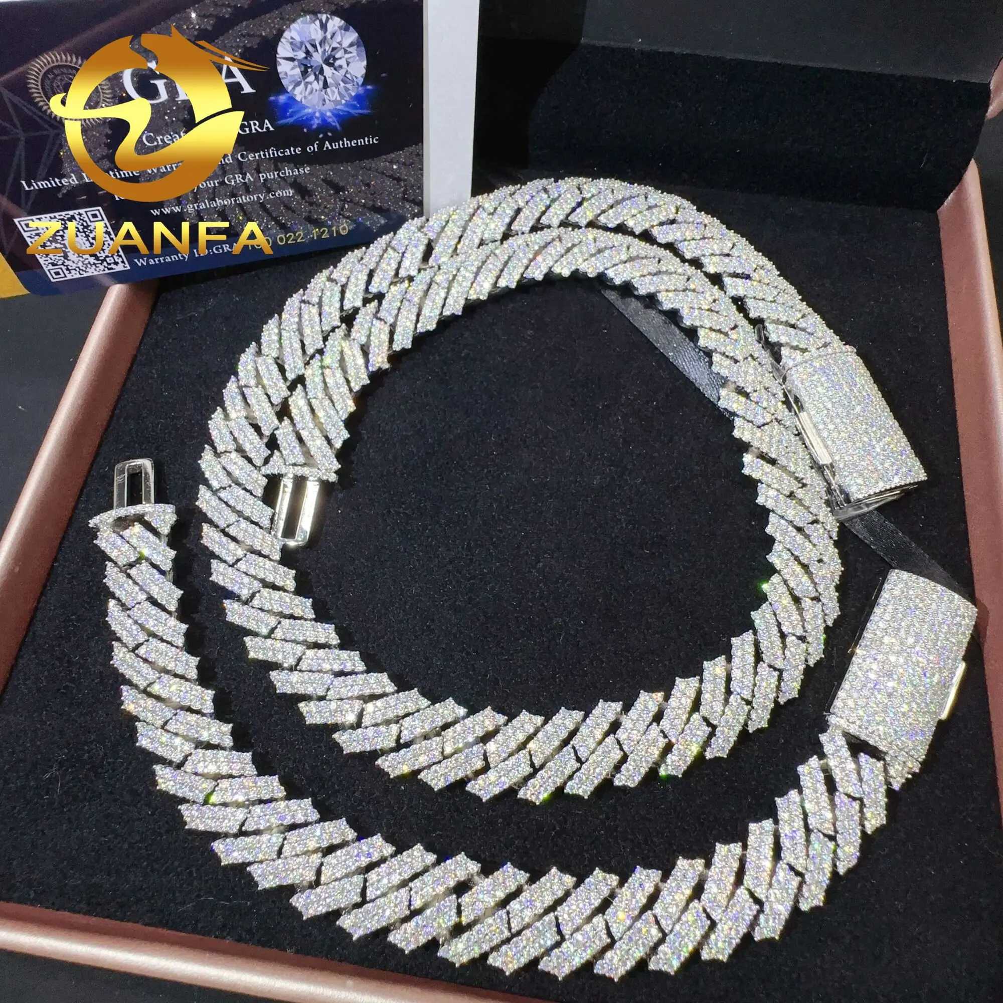 Wholesale price sterling silver hip hop jewelry cuban chain necklace bracelet iced out jewelry vvs moissanite diamond cuban lin