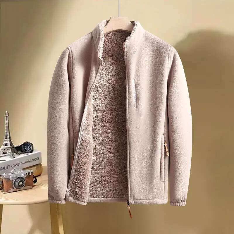Autumn Winter Polar Warm Coat Women Outdoor Sports Snowflake Fleece Jacket Printing Loose Thickened Stand Collar Cardigan