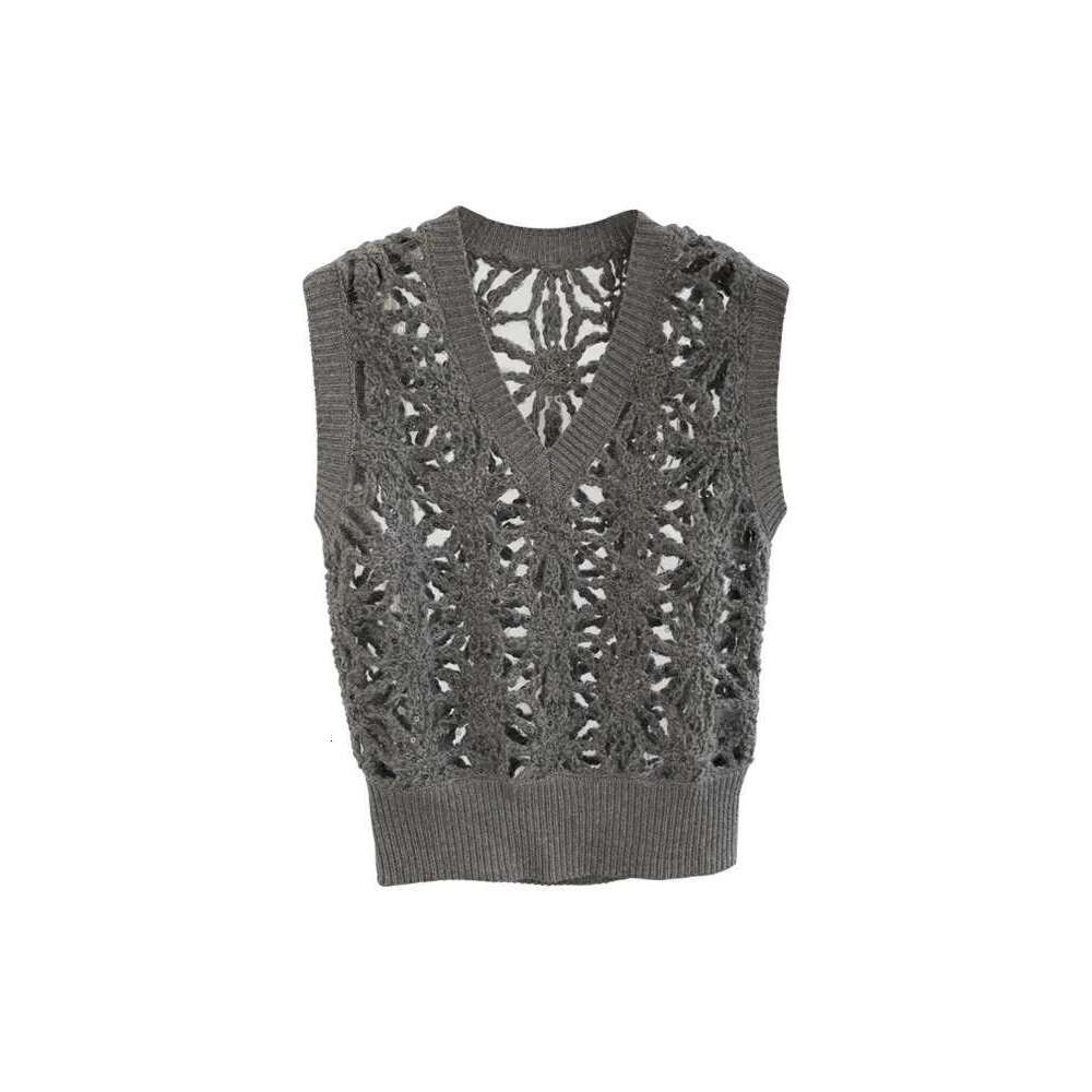 2024 Autumn New Women's Set Light Sequins High Quality Hollow Crochet Knit Vest Top Half-Body Skirt