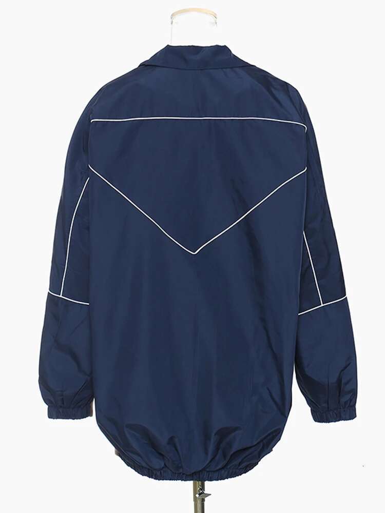 Women White Back Denim Big Size Blazer New Lapel Long Sleeve Loose Fit Jacket Fashion Tide Spring Autumn 2025 1De2306