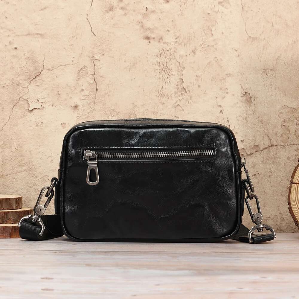 New Cowhide Personalized Trend Men's Small Backpack Commuter Crossbody Square Genuine Leather Advanced Shoulder Bag For Men