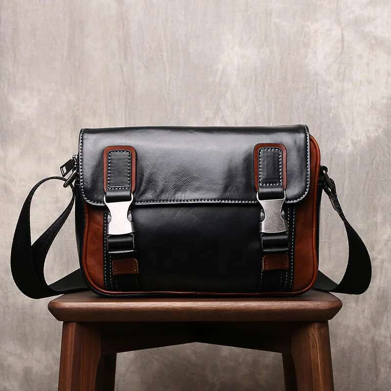 New Casual Handbag Leather Briefcase Men's Postman Flip Cover Crossbody Business Office Bag