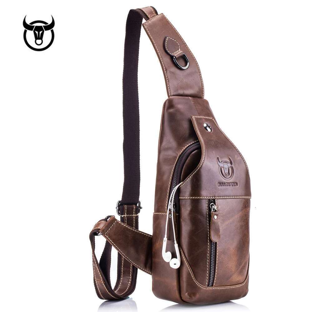 Genuine Leather Men's Chest Designer Cowhide Brand Men Crossbody Shoulder Bags Diagonal Package Messenger Bag
