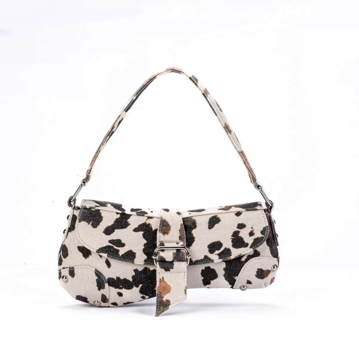 French Underarm Tote For Women's Brown Leopard Handbag Clutch Female Vintage PU Leather Shoulder Bags Versatile Casual