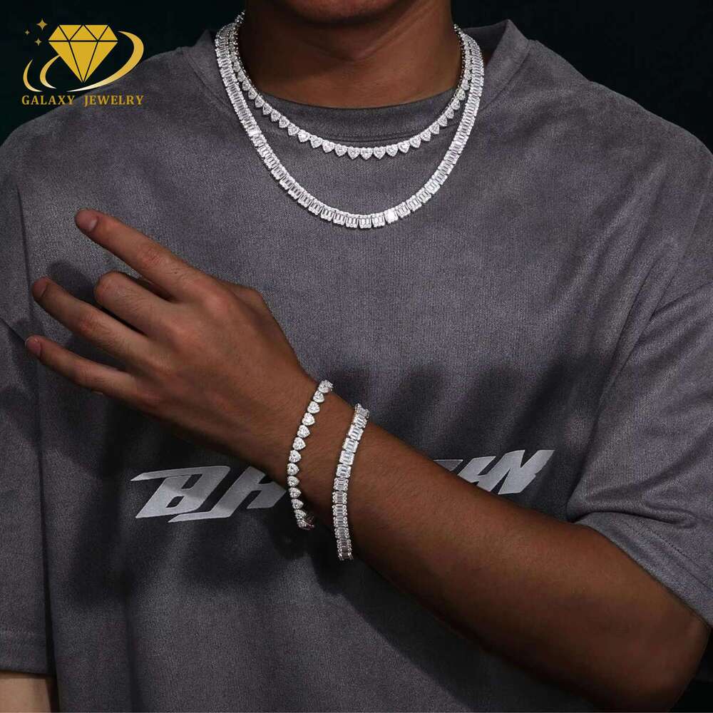 Fashion Accessory 8Mm Heart-Shaped Cut Cluster Chilled Pearl VVS Carbon Silica Hip-Hop Tennis Chain For Women