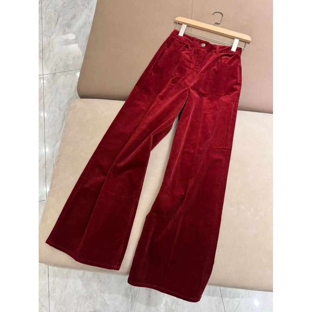 24 Autumn And Winter New Fashion High-Waisted Slim Corduroy Straight Women's Casual Wide-Leg Long Pants