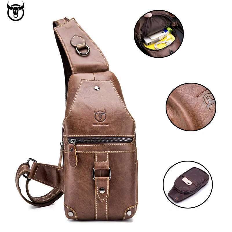 Fashion Men's Genuine Leather Shoulder Brand Style Chest Bag Shoulder Bags For Men Male Messenger Crossbody Bag