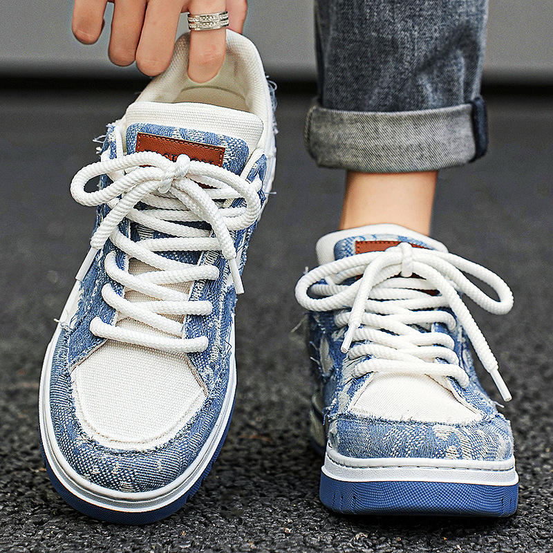 Men Casual Shoes Fashion Thick Sole Design Sense Breathable Low-top Triple Beige Blue Free shipping