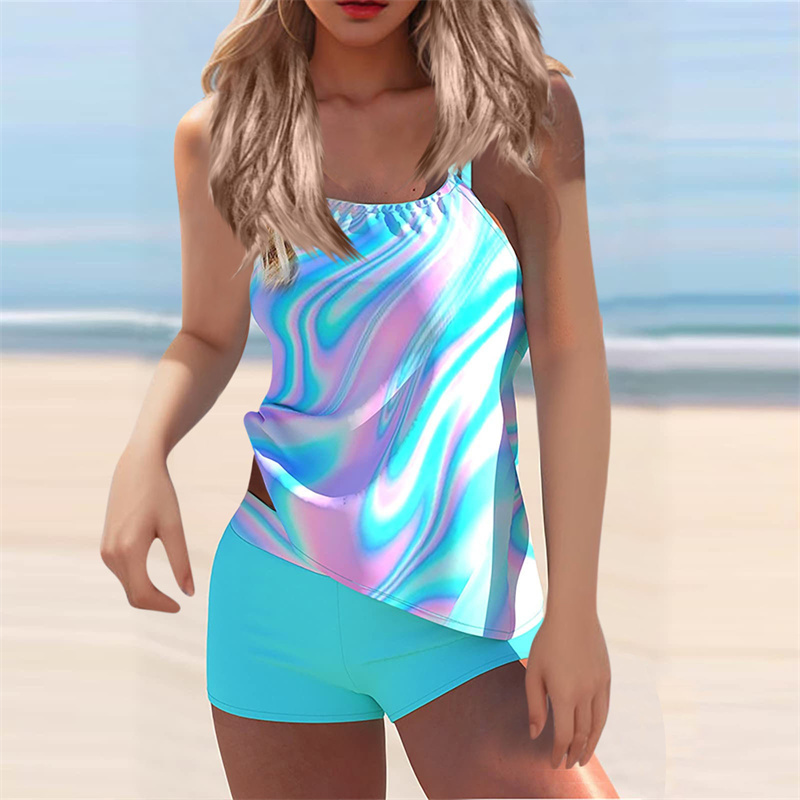 Tankini Swimsuit for Women Floral Two Piece Bathing Suit Swimwear Tank Top Swimwear with Boyshorts