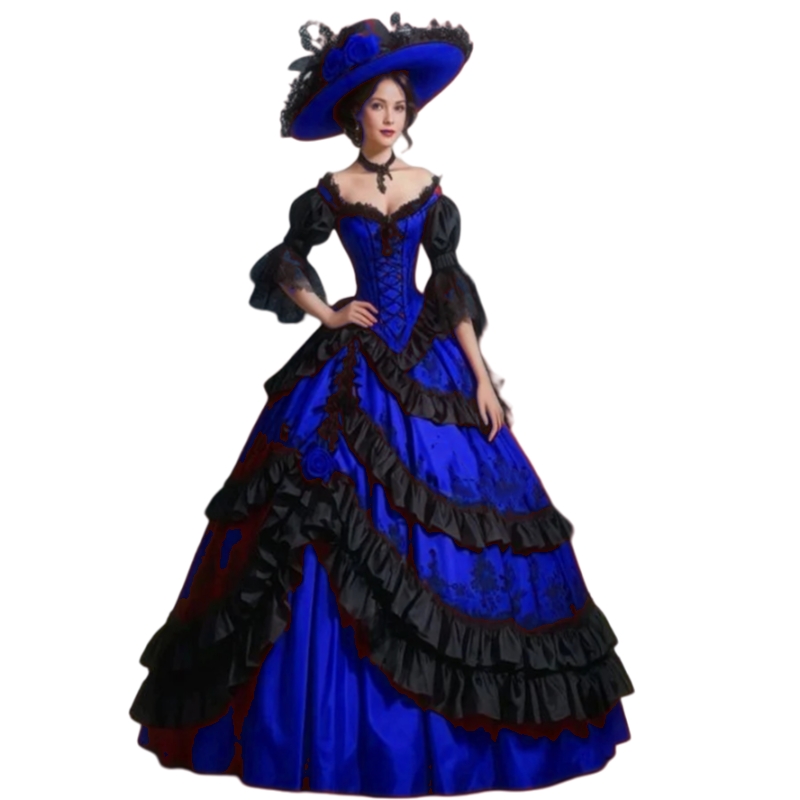 Vintage Red And Black Prom Dresses Floor Length Ball Gown Lace Appliques Ruffles Corset Princess Masquerade Dress Off Shoulder Half Sleeves Special oc