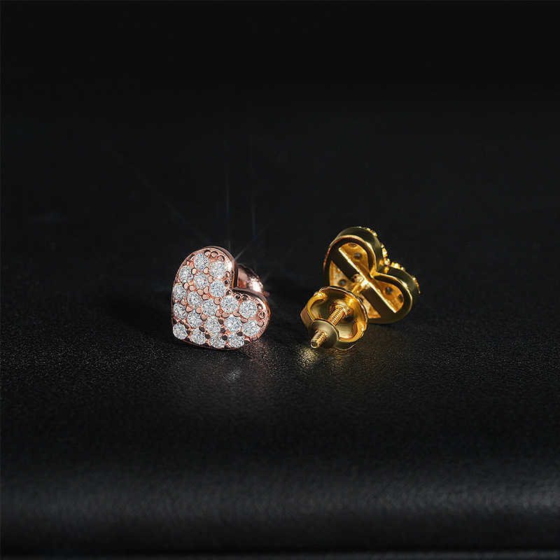 2024 new moissanite earrings s925 silver creative heart-shaped hip-hop earrings accessories