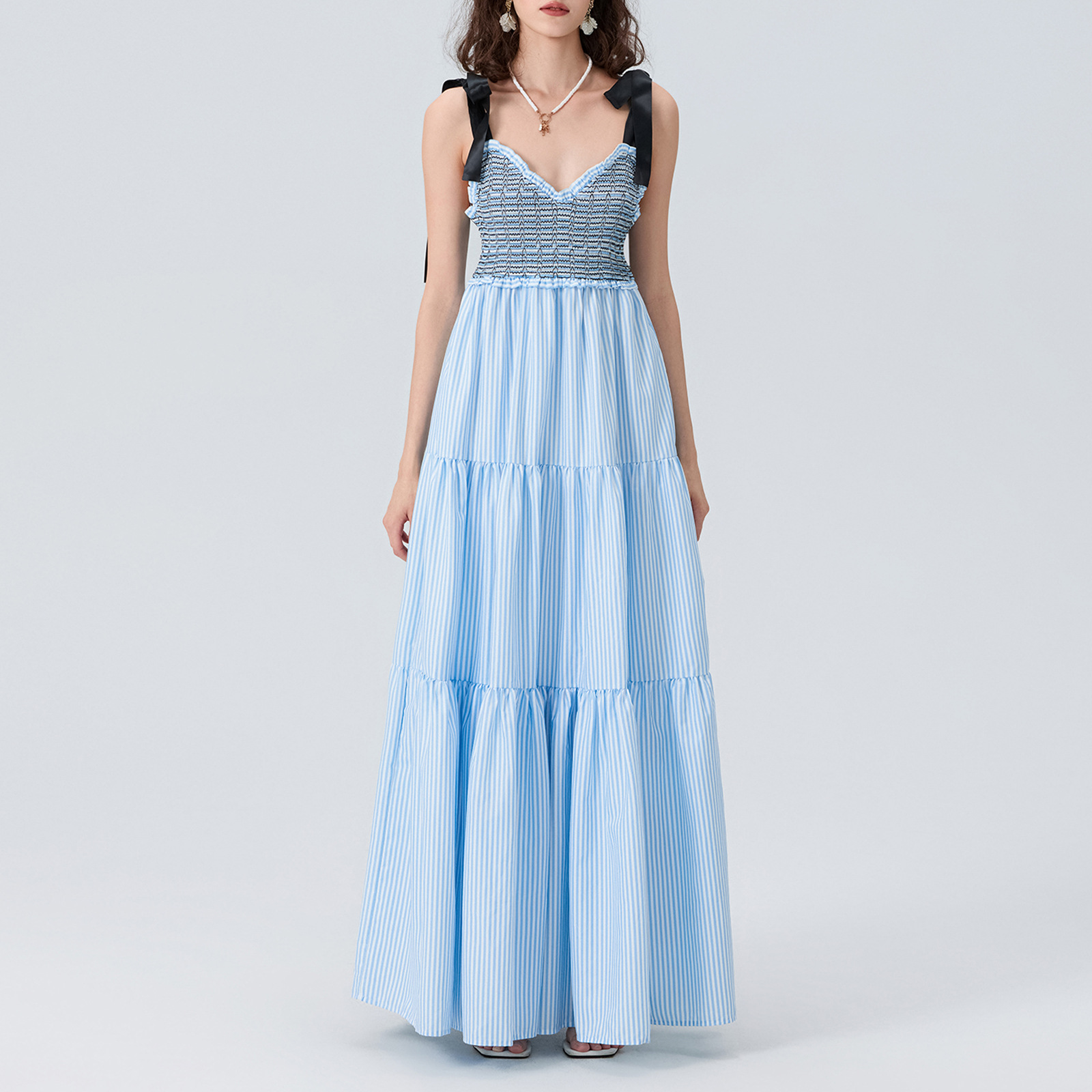 F6145 New Commuter Sleeveless Hottie Strap Long Suspender Dress for Women