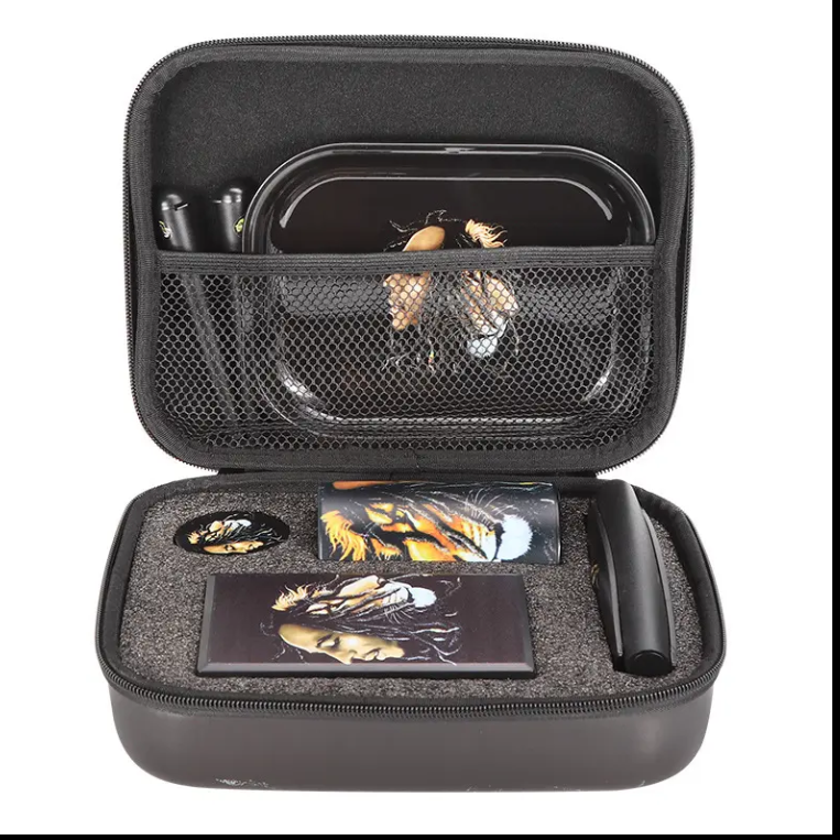 Wholesale customized smoking accessories, portable rolled cigarette herb grinder set with metal tray, cigarette box accessories set Hair Clippers & Accessories