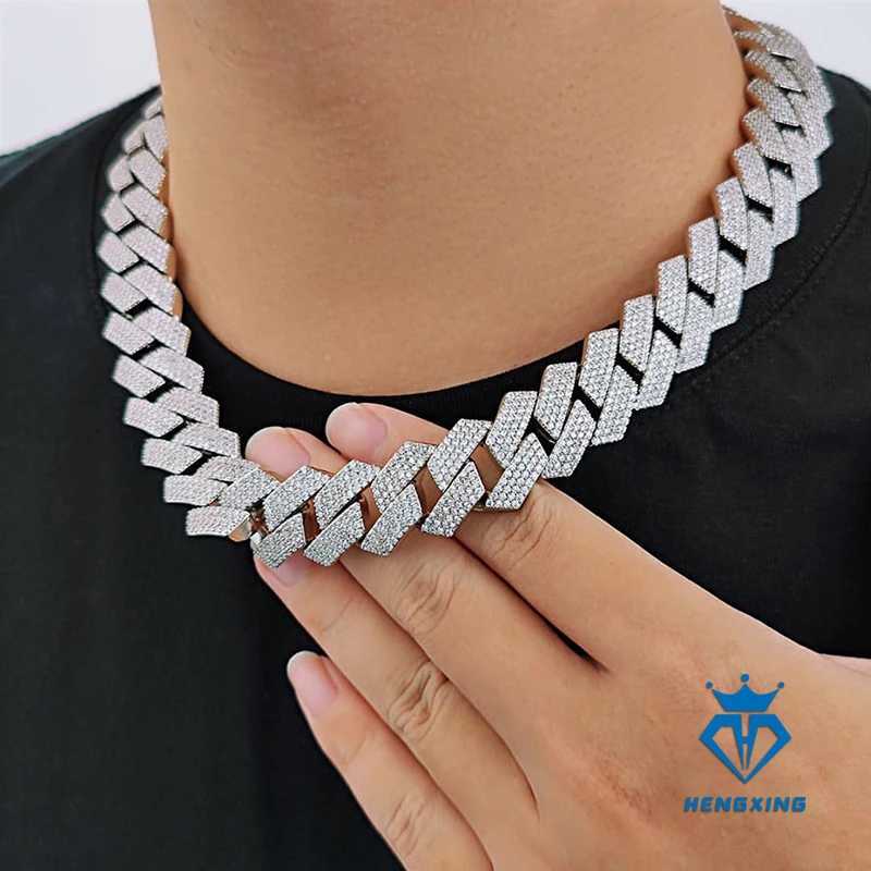 Hip Hop Jewelry 18mm Iced Out Cuban Chain Necklace Gold Plated Moissanite Cuban Link Chain and Bracelet