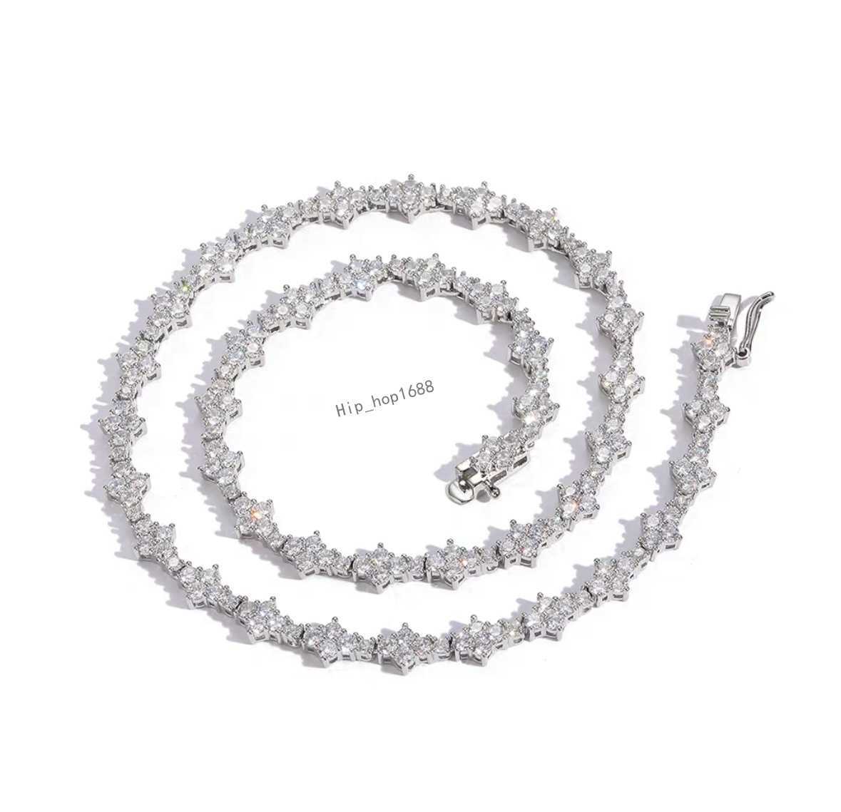 Hip Hop Jewelry New Single Row Tennis Chain Iced Out Full Flower Zircon Crystal Necklace Bracelet for Men Women