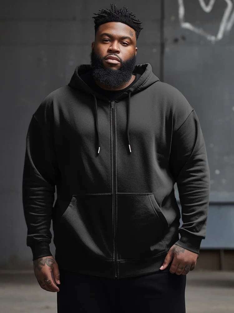 ZOOY (L-9XL) Men's Plus Size Personality Multicolor Solid Color Casual Color-Blocked Zip-Up Hoodie Jacket