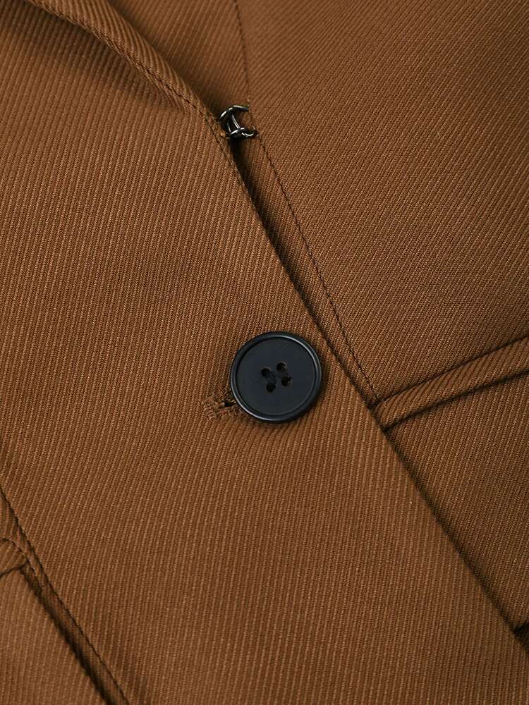 Brown Pleated Hem Irregular Elegant Blazer Women New Lapel Long Sleeve Jacket Fashion Tide Spring Autumn 2025 7Ab1120