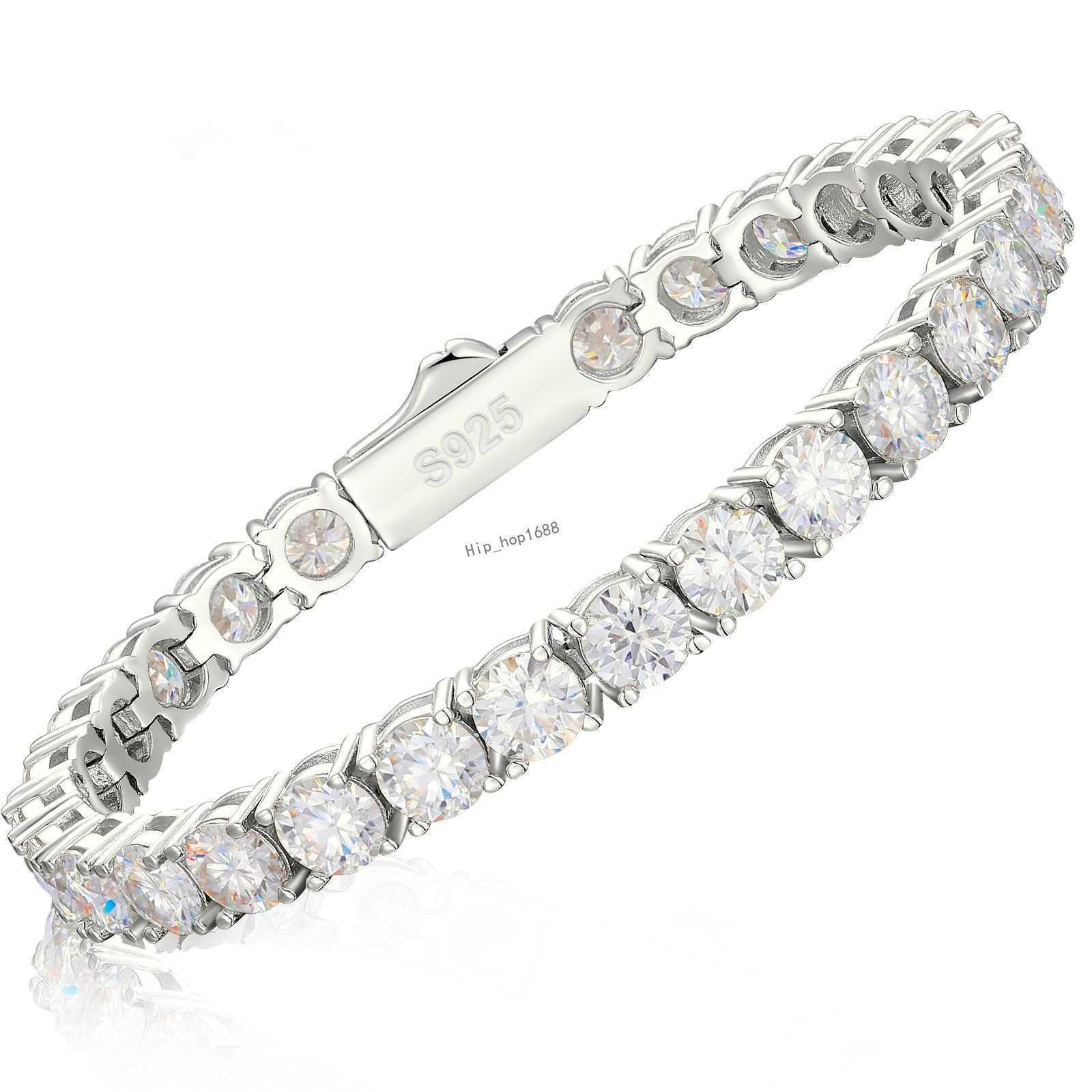 3mm-6mm 925 Sterling Silver VVS Moissanite Tennis Bracelet Pass Diamond Test Free Engraved Bling Mens Fine Jewelry For Women
